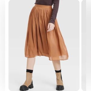 NWT- A New Day Bronze Pleated Midi Skirt